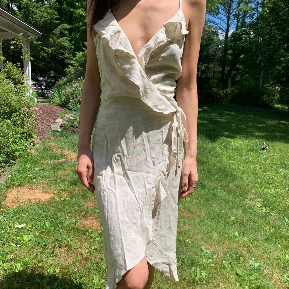 Tan wrap dress